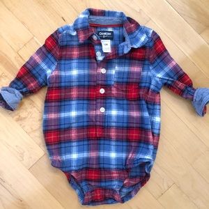 OshKosh plaid flannel onesie